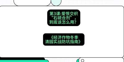 第3节：【核武药剂】爱恨交织的&ldquo;石硫合剂&rdquo;，到底该怎么用？，课程：《经济作物冬季清园&middot;实战防坑指南》#识农AI