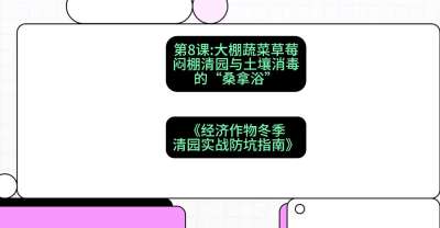 第8节：【大棚蔬菜草莓】闷棚清园与土壤消毒的&ldquo;桑拿浴&rdquo;，课程：《经济作物冬季清园&middot;实战防坑指南》#识农AI