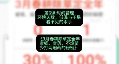 第6节：时间管理环境天敌，低温与干旱&mdash;&mdash;看不见的杀手，课程：《3月春耕除草定全年：省钱、省药、不烧苗、少打两遍药的秘密》